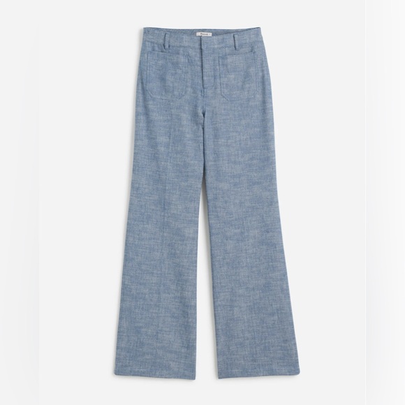 NWT MADEWELL Straight-Flare Trouser Pants in Cotton Blend Blue Chambray Size 4 - Picture 2 of 13